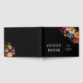 ボタニカルフローラムーディヴィンテージウェディングブラック ゲストブック (全面)