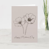 ボタニカルフローララインスケッチマザーズデイカード サンキューカード (正面)
