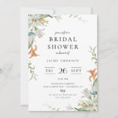 ボタニカルフローラリリーフレームブライダルシャワー 招待状 (正面)