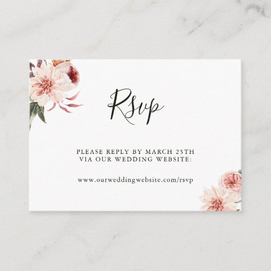 ボタニカルフローラ庭園の結婚式サイトRSVP エンクロージャーカード (正面)