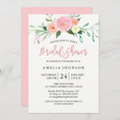 ボタニカルフローラ水彩ブライダルシャワーカード 招待状 (正面/裏面)
