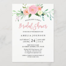 ボタニカルフローラ水彩ブライダルシャワーカード