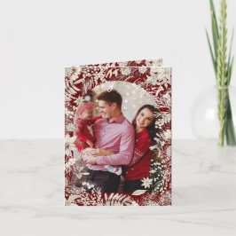 ボタニカルフローラ1写真アーチレッドメリークリスマス シーズンカード