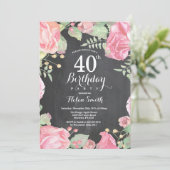 ボタニカルフローラ40th誕生日招待状 招待状 (スタンド正面)