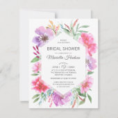 ボタニカルブライダルシャワーウォーターカラー春ブーケ 招待状 (正面)