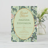 ボタニカルブライダルシャワー金ゴールドミントグリーンヴィンテージ 招待状 (スタンド正面)