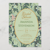 ボタニカルブライダルシャワー金ゴールドミントグリーンヴィンテージ 招待状 (正面/裏面)
