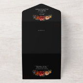 ボタニカルブラックフローラムーディヴィンテージウェディング オールインワン招待状 (外側)