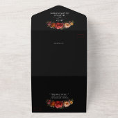 ボタニカルブラックフローラムーディヴィンテージウェディング オールインワン招待状 (外側)