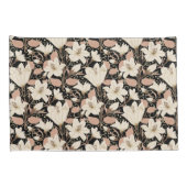 ボタニカルブラックベージュリリー花パターン 枕カバー (裏面-右)