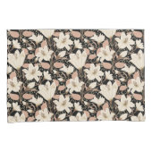 ボタニカルブラックベージュリリー花パターン 枕カバー (正面右)