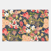 ボタニカルブラックラッピング紙フラットシートセット3 ラッピングペーパーシート (正面2)