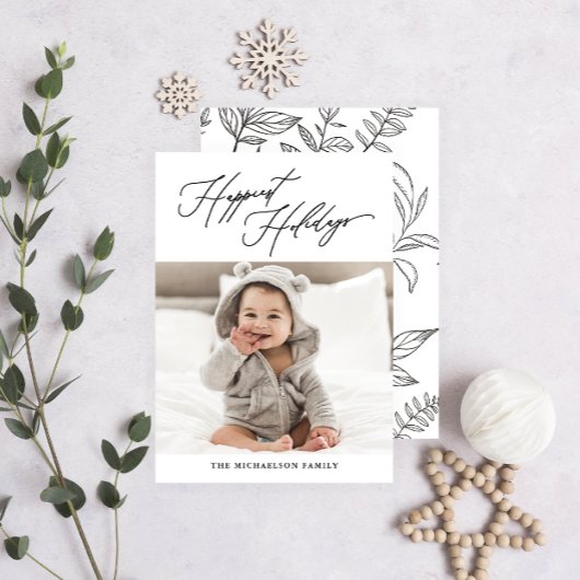 ボタニカルブラック&ホワイトで最も幸せな休日の写真 シーズンカード
