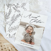 ボタニカルブラック&ホワイトメリースクリスマス写真 シーズンカード