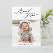 ボタニカルブラック&ホワイトメリースクリスマス写真 シーズンカード (スタンド正面)