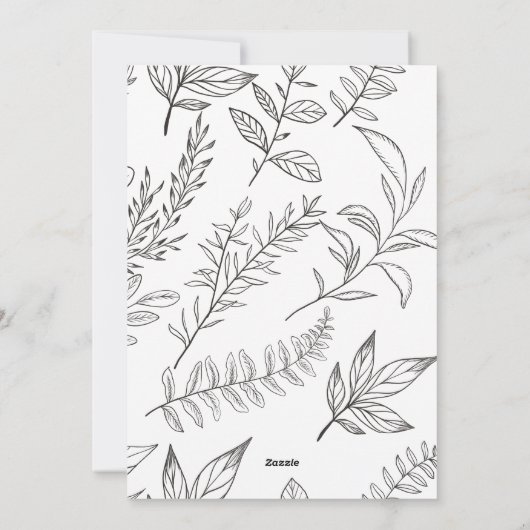 ボタニカルブラック&ホワイトメリースクリスマス写真 シーズンカード (裏面)