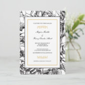 ボタニカルブラック&金ゴールドフローラ結婚式招待状 招待状 (スタンド正面)