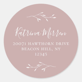 ボタニカルブランチほこりっぽいバラ差出人住所シール ラウンドシール