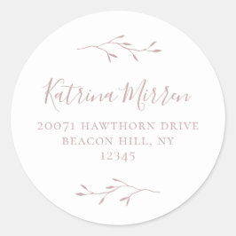 ボタニカルブランチほこりっぽいバラ差出人住所シール ラウンドシール