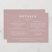 ボタニカルブランチほこりっぽいマウヴバラ結婚ズ詳細 招待状 (正面/裏面)