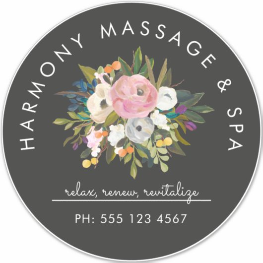 ボタニカルブリスエレガントフローラ曲線文字 |黒 シール (正面)