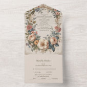 ボタニカルブリスワイルドフラワーアールヌーボー結婚ズ オールインワン招待状 (内側)