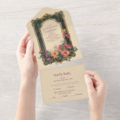 ボタニカルブリスワイルドフラワーアールヌーボー結婚ズ オールインワン招待状 (貼ってはがせる)