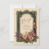 ボタニカルブリスワイルドフラワーアールヌーボー結婚ズ 出欠カード (正面)