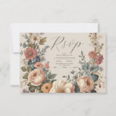 ボタニカルブリスワイルドフラワーアールヌーボー結婚ズ 出欠カード (正面)