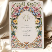 ボタニカルブリスワイルドフラワーアールヌーボー結婚ズ 招待状