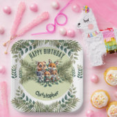 ボタニカルブリス：エレガントフローラ誕生日 ペーパープレート (パーティー)