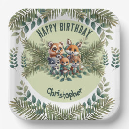 ボタニカルブリス：エレガントフローラ誕生日 ペーパープレート