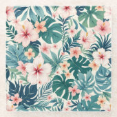 ボタニカルブリーズ – 熱帯フローラガラスコースター ガラスコースター (正面)