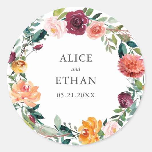 ボタニカルブルガンディオルガンゲリース結婚ズ ラウンドシール (正面)