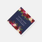 ボタニカルブルガンディネイビーブルーガーデン結婚フローラ スタンダードカクテルナプキン (角)
