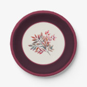 ボタニカルブルガンディベリストライプー ペーパープレート (正面)