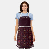 ボタニカルブルガンディーベリー&紅葉カスタム エプロン (着用した状態)