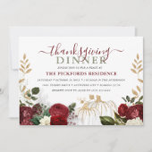 ボタニカルブルゴーニュフローラカボチャ感謝祭 招待状 (正面)