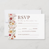 ボタニカルブルゴーニュ秋フローラウェディングRSVPカード 出欠カード (正面)