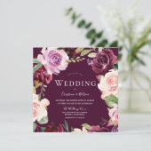 ボタニカルブルゴーニュ赤面ウォーター結婚カラー 招待状 (スタンド正面)