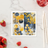 ボタニカルブルーとイエローナプキン スタンダードカクテルナプキン (インサイチュ)