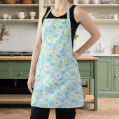 ボタニカルブルーアンドホワイトディンティフローラデイジー エプロン