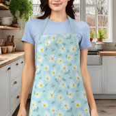 ボタニカルブルーアンドホワイトディンティフローラデイジー エプロン