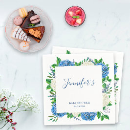 ボタニカルブルーエレガントアジサイ赤ちゃんシャワー スタンダードカクテルナプキン