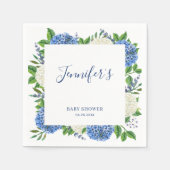 ボタニカルブルーエレガントアジサイ赤ちゃんシャワー スタンダードカクテルナプキン (正面)