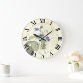 ボタニカルブルーカンパヌラクロックフェイス ラージ壁時計 (ホーム)