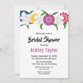 ボタニカルブルーパープルバラフローラブライダルシャワー 招待状 (正面)