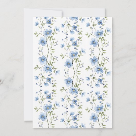 ボタニカルブルーフラワーズウォーターカラーブライダルシャワー 招待状 (裏面)