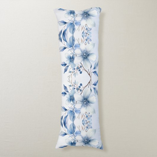 ボタニカルブルーフラワーズ抱き枕 ボディピロー (正面縦)