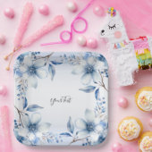 ボタニカルブルーフラワーズ紙プレート ペーパープレート (パーティー)